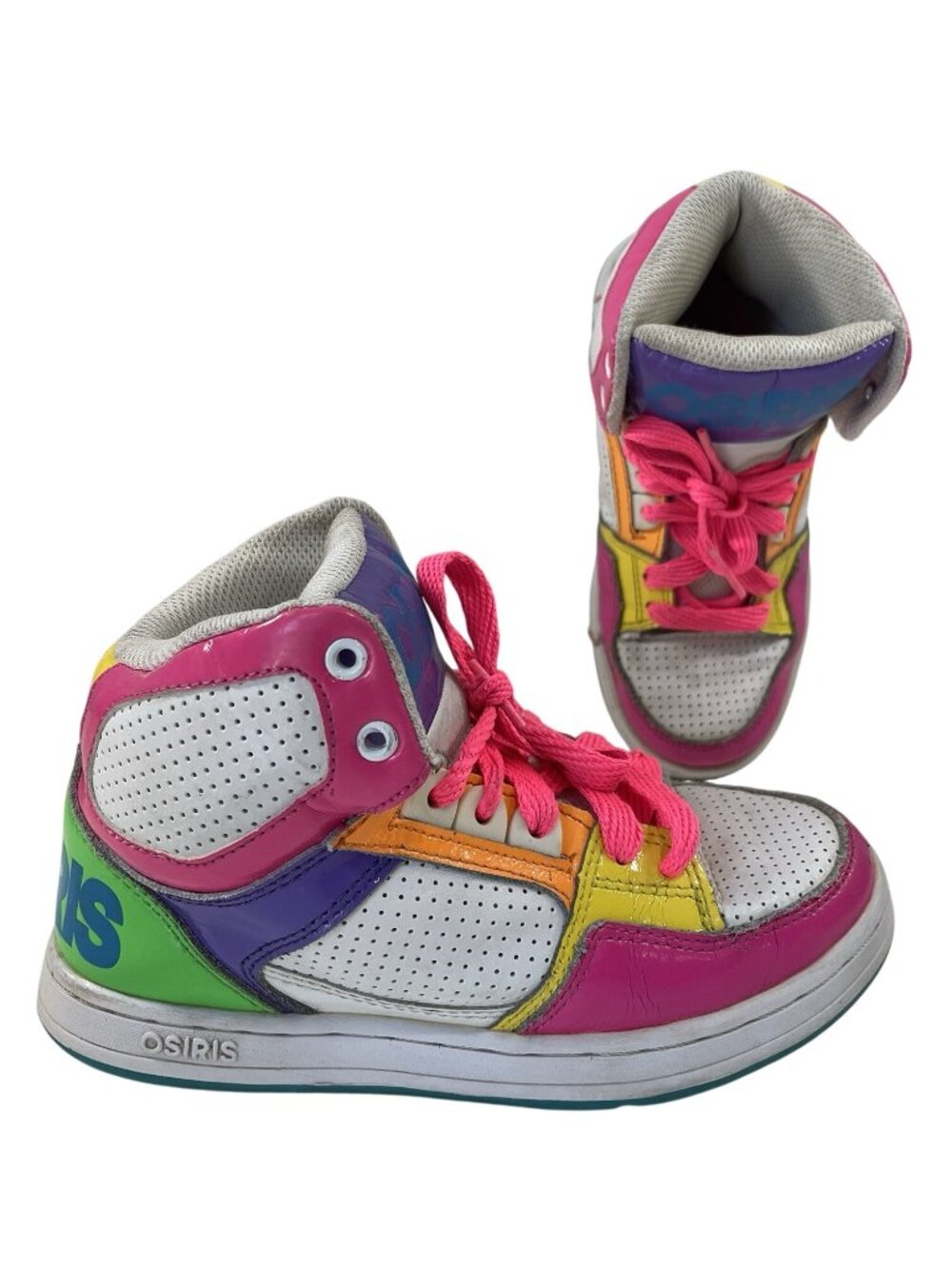 Osiris Skater Shoes Girls 13 White Pink High Top NYC 83 SLM Sneakers 90s Y2K